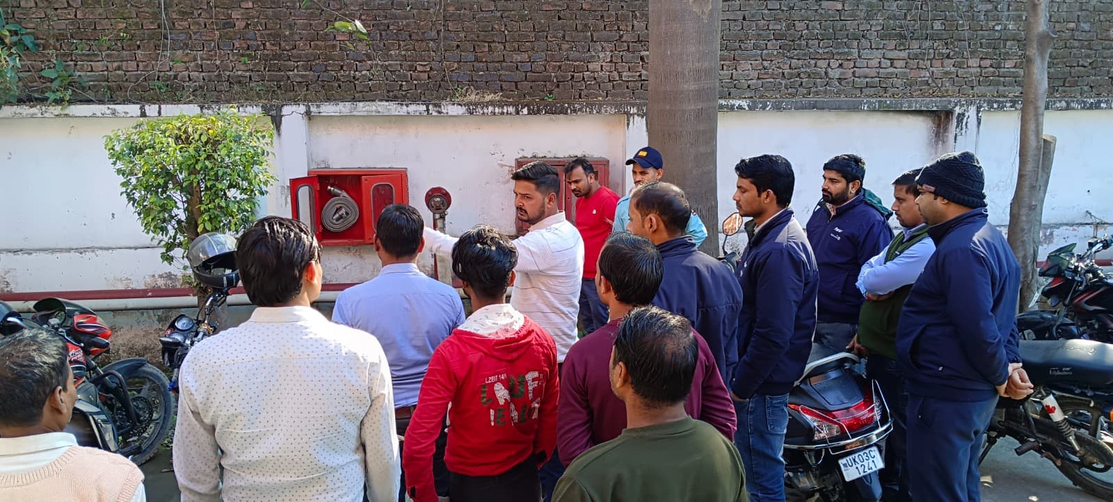 Fire safety trainer conducting staff training session